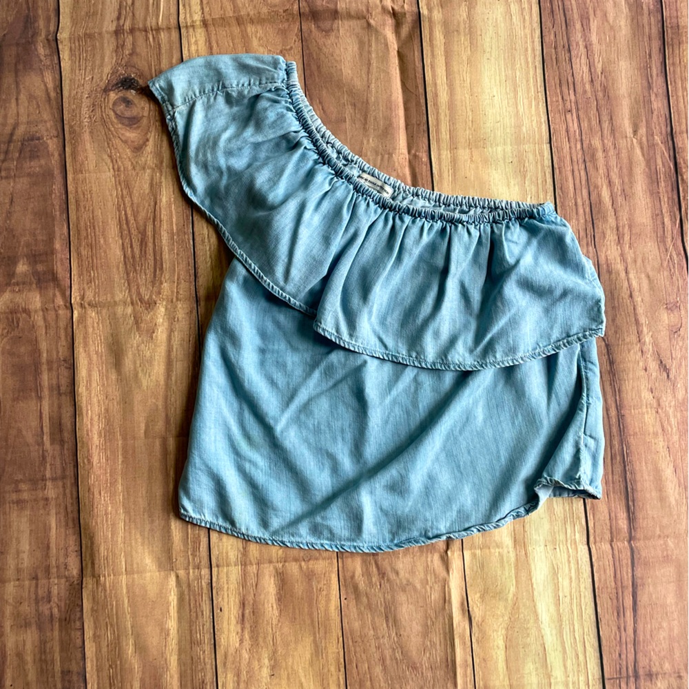 One shoulder denim top